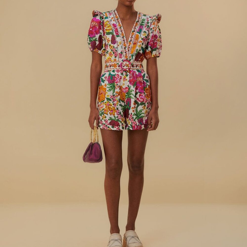 FARM Rio - Off-white Flowerful Sketch Romper